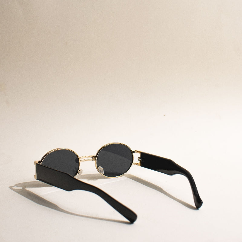 Hint Of Retro Round Black Sunglass Eyewear June Trading   
