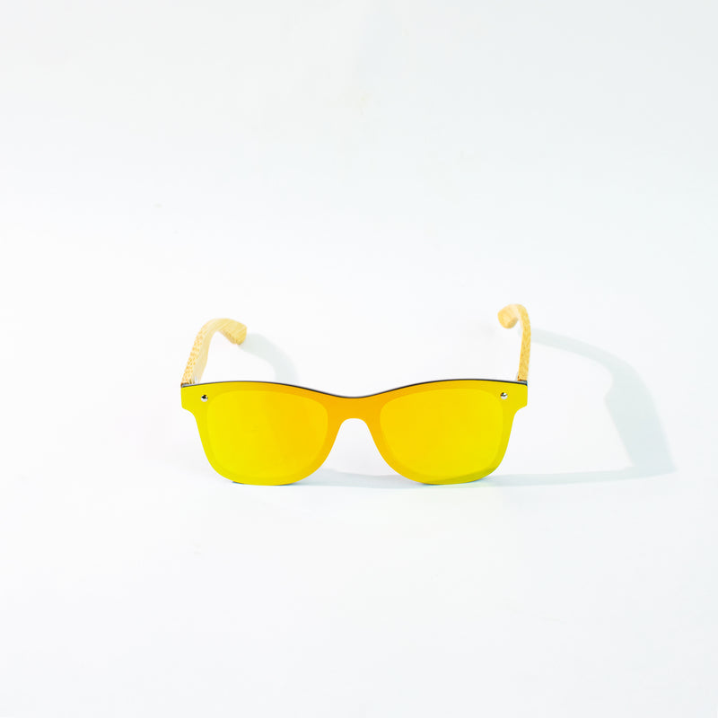 Rimless Pop Yellow Wayfarer Sunglass Eyewear June Trading   