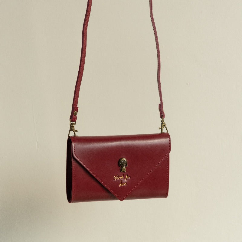 Vintage Leather Sling Clutch Women Sling Bag ERL Carmine Red  
