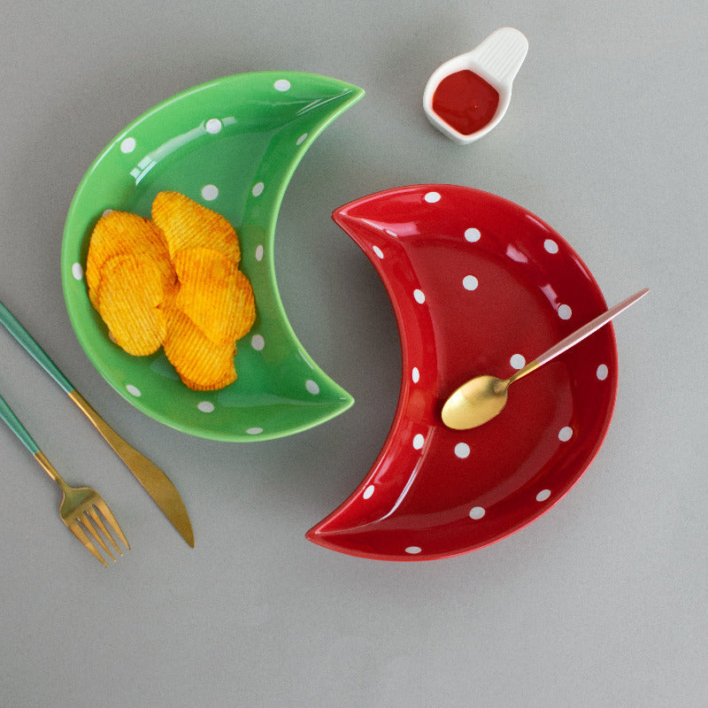 Crescent Polka Dot Serving Plate Serving Plates June Trading   