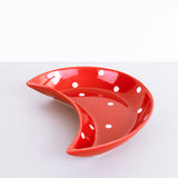 Crescent Polka Dot Serving Plate Serving Plates June Trading Rouge Red  