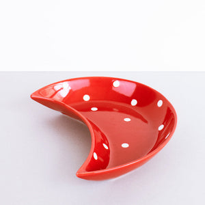 Crescent Polka Dot Serving Plate Serving Plates June Trading Rouge Red  