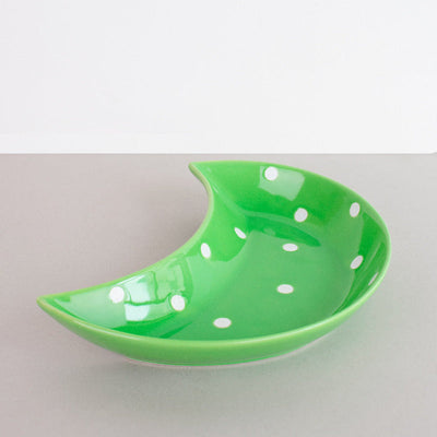 Crescent Polka Dot Serving Plate Serving Plates June Trading Leafy Green  