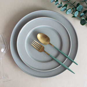 Slate Grey Glossy Starter Plate (8 Inches) Starter Plates June Trading   