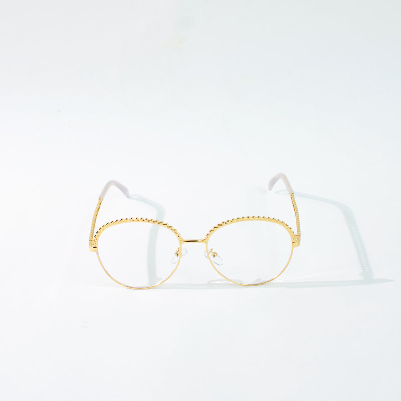 Round Vintage Gold Rim Clear Sunglass Eyewear June Trading   