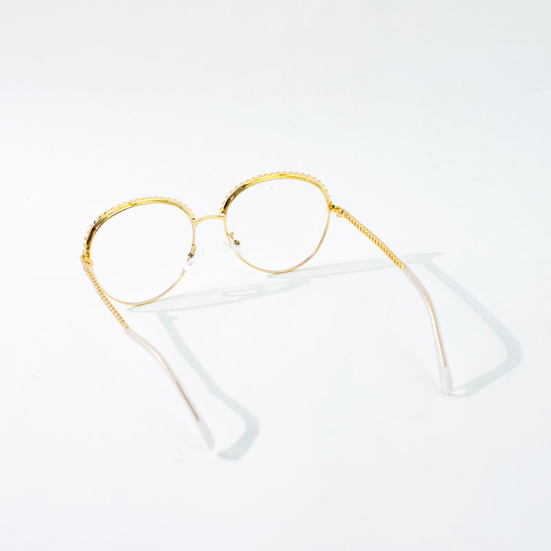 Round Vintage Gold Rim Clear Sunglass Eyewear June Trading   