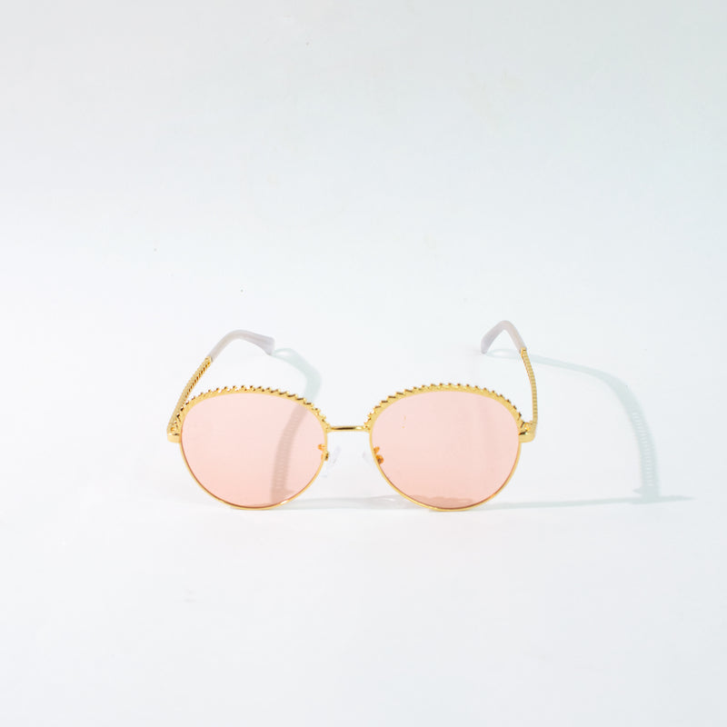 Round Vintage Gold Rim Peach Sunglass Eyewear June Trading   