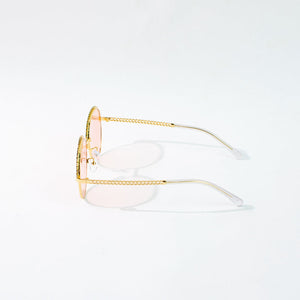 Round Vintage Gold Rim Peach Sunglass Eyewear June Trading   