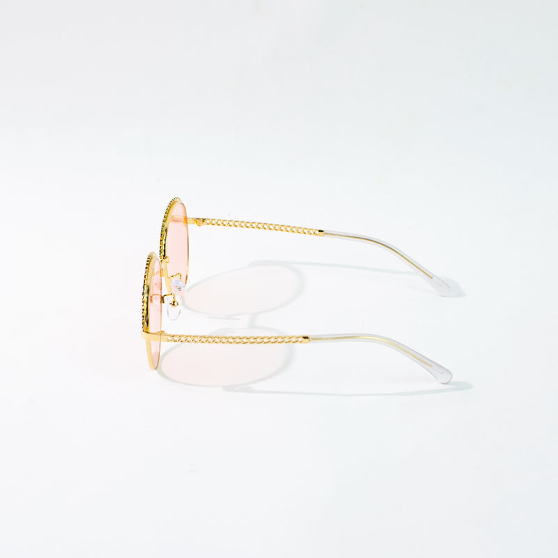 Round Vintage Gold Rim Peach Sunglass Eyewear June Trading   