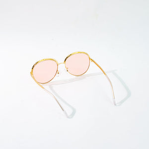 Round Vintage Gold Rim Peach Sunglass Eyewear June Trading   