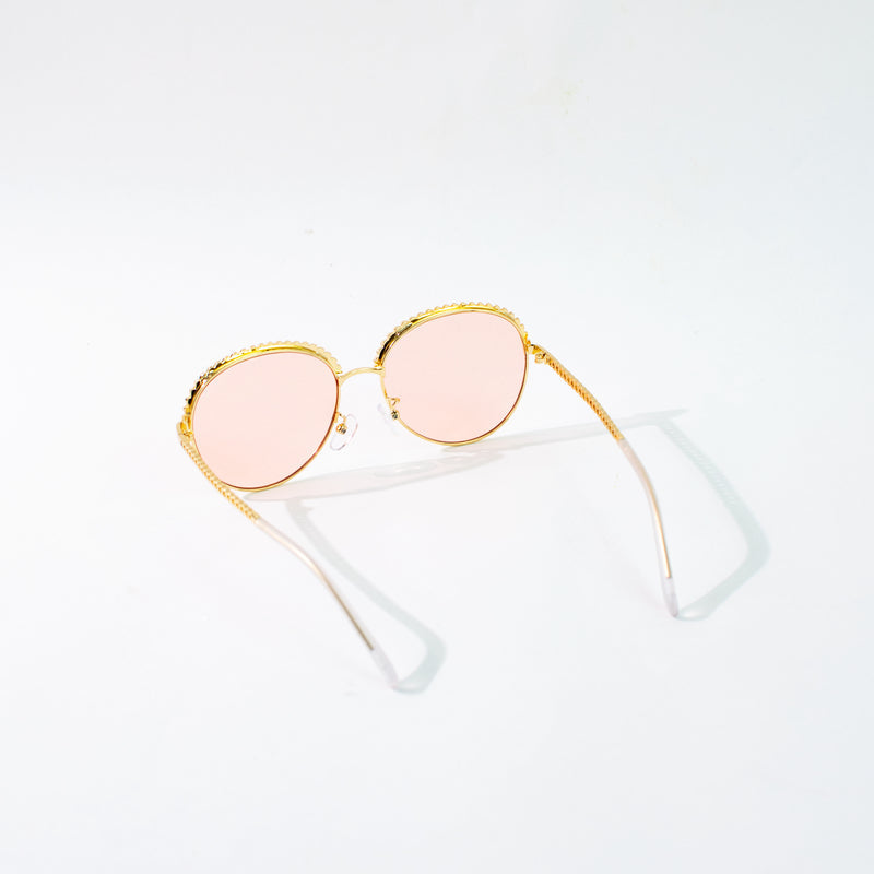 Round Vintage Gold Rim Peach Sunglass Eyewear June Trading   