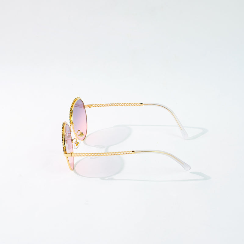 Round Vintage Gold Rim Purple Sunglass Eyewear June Trading   