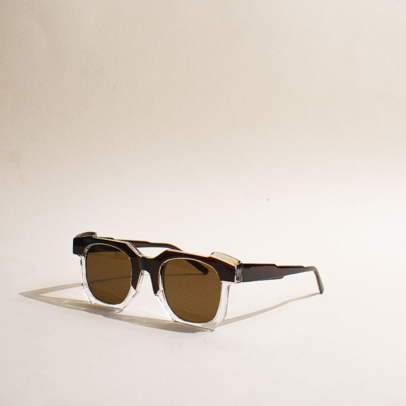 Thierry Brown Dual Tone Square Sunglass Eyewear June Trading   