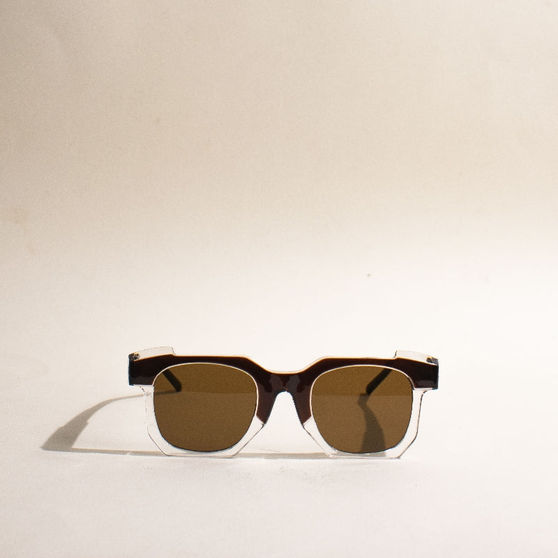 Thierry Brown Dual Tone Square Sunglass Eyewear June Trading   