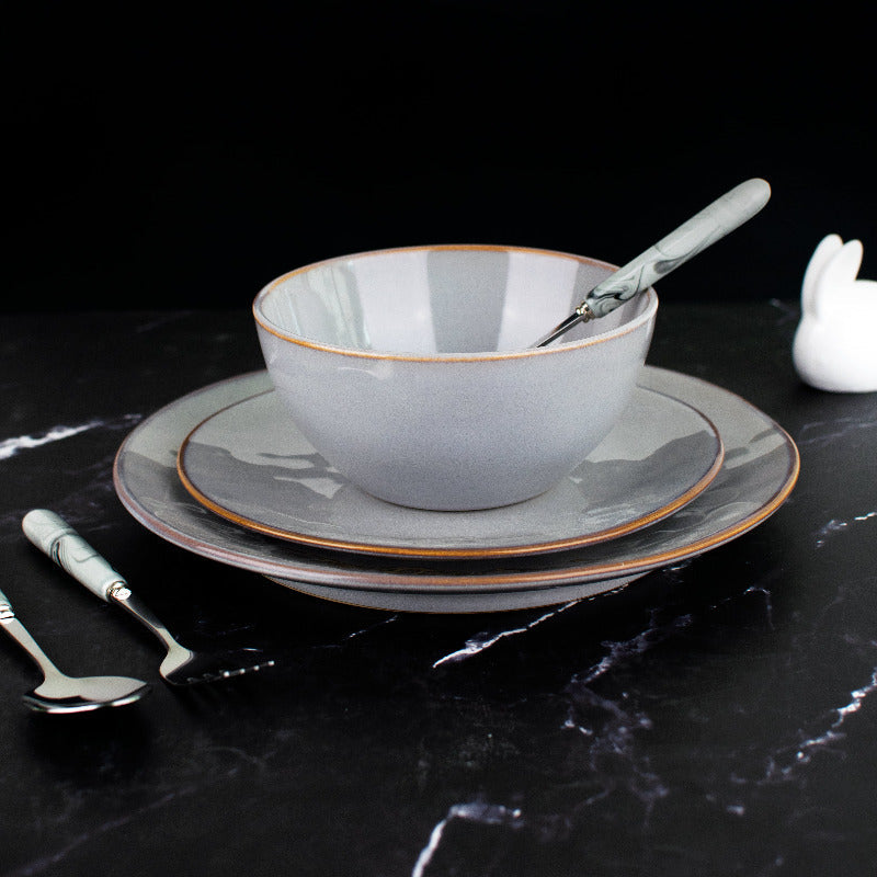 Stoneware Ceramic Plate and Bowls Dinner Sets June Trading Set Of 3 (1Pc Each)  