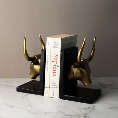 Sublime Gold Bull Bookend Artifacts June Trading   