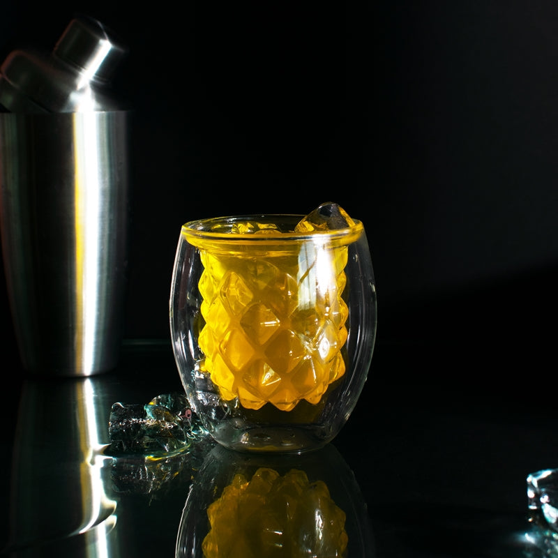 Intricate Pineapple Shape Double Walled Glass Glasses June Trading   