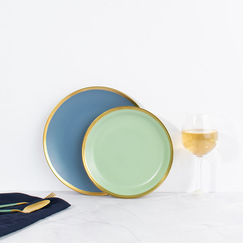 Ocean Blue Golden Edge Dinner Plate (9 Inches) Dinner Plates June Trading   