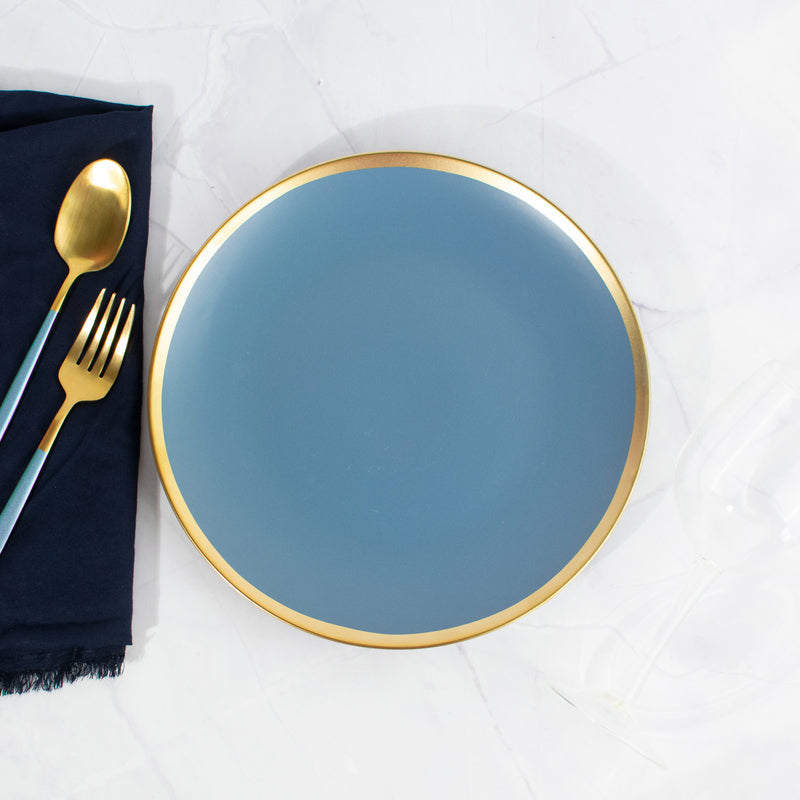 Ocean Blue Golden Edge Dinner Plate (9 Inches)