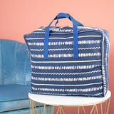 Aztec Pattern Blanket Cover Bag Tote Bag June Trading Blue Handblock  