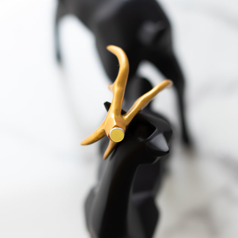 Geometrical Deer Figurines In Black & Gold (Set of 2) Artifacts June Trading   