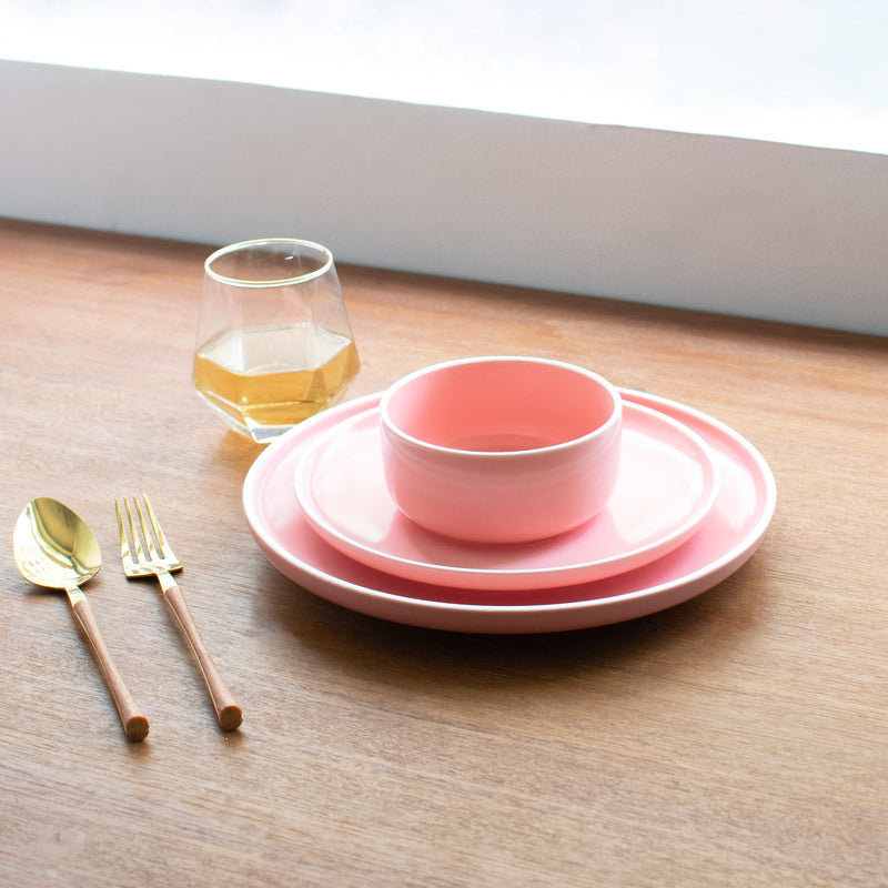 Soft-Hued Pink Earthen Dinner Plate (10 Inches) Dinner Plates June Trading   