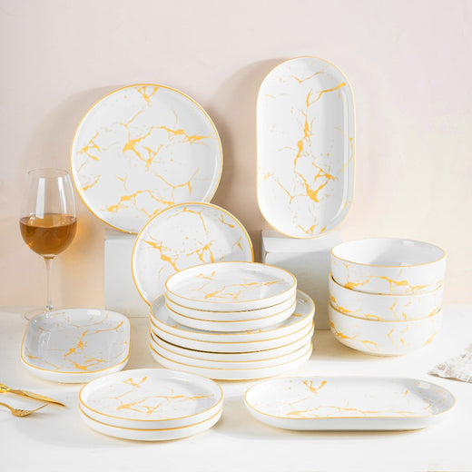 Marble Accent On White 18-Piece Dinnerware Set