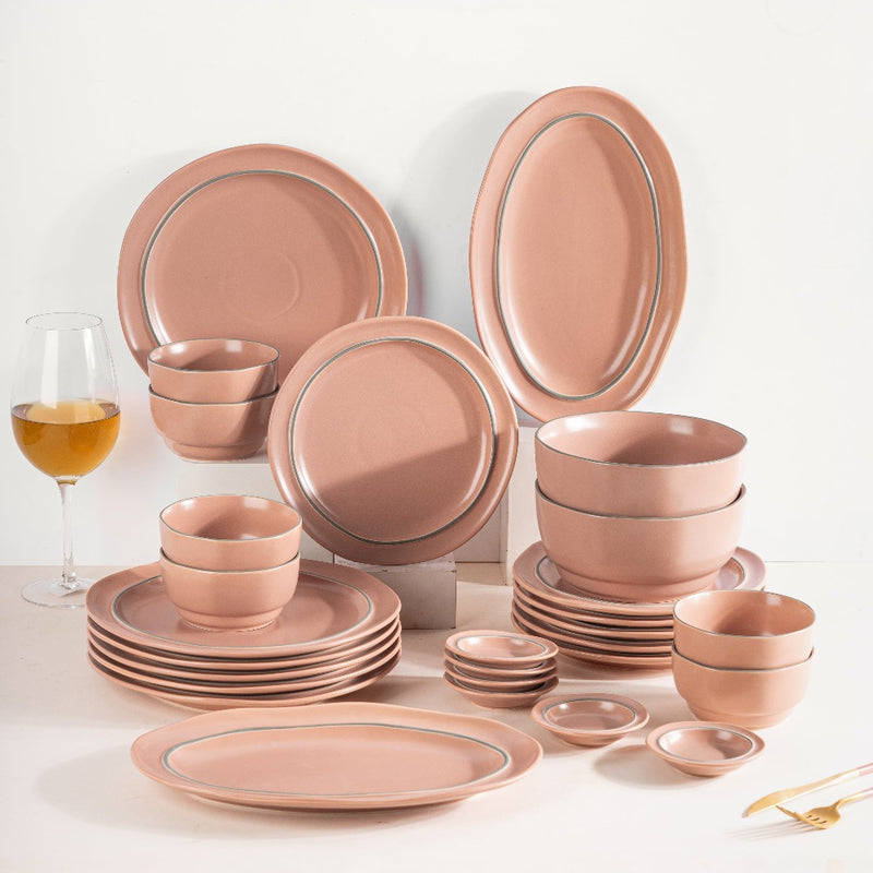 Misora 28 Piece Luxury Dinner Set | Powder Pink