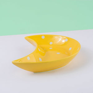 Crescent Polka Dot Serving Plate Serving Plates June Trading Butter Yellow  