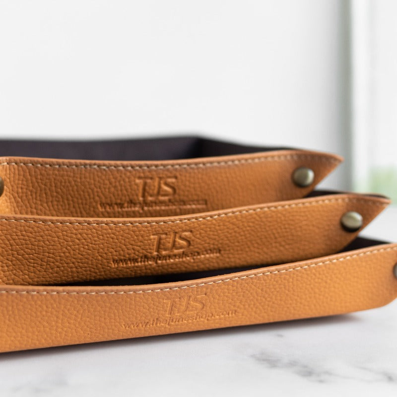 Set of 3 Rust Elegant Leather Desk Organizer Tray Desk Organisers June Trading   