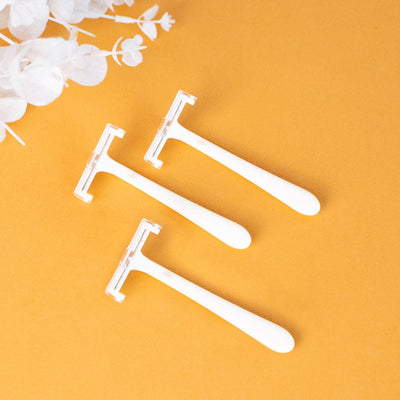 White Handle Disposable Razors - Pack of 3