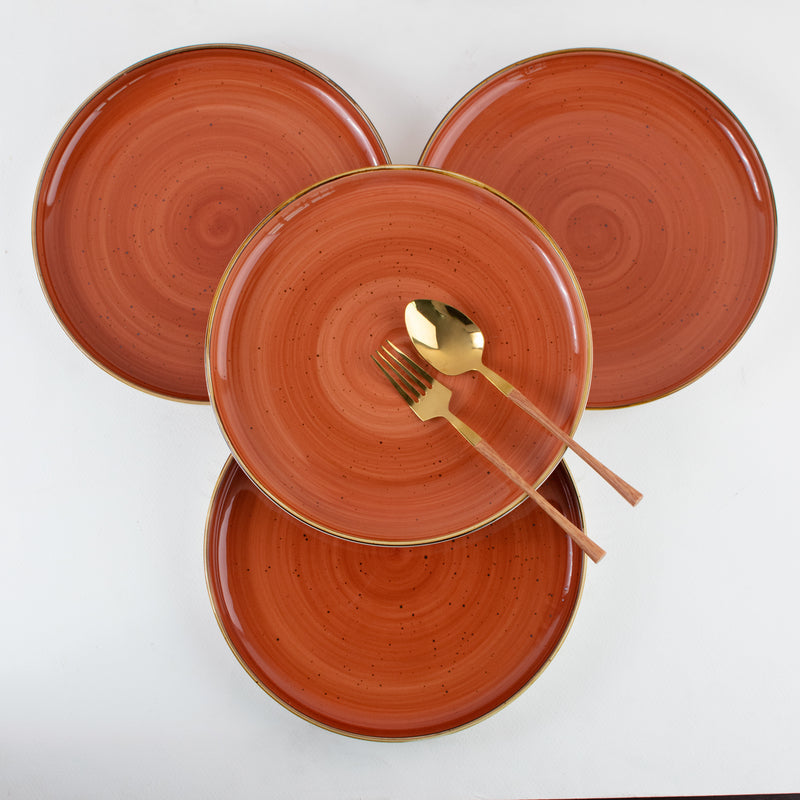 Gold Rimmed Dinner Plate Dinner Plates June Trading Rust Orange Set Of 4 