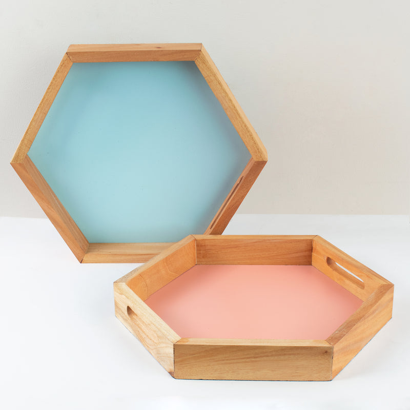 Wooden Hexagonal Serving Tray