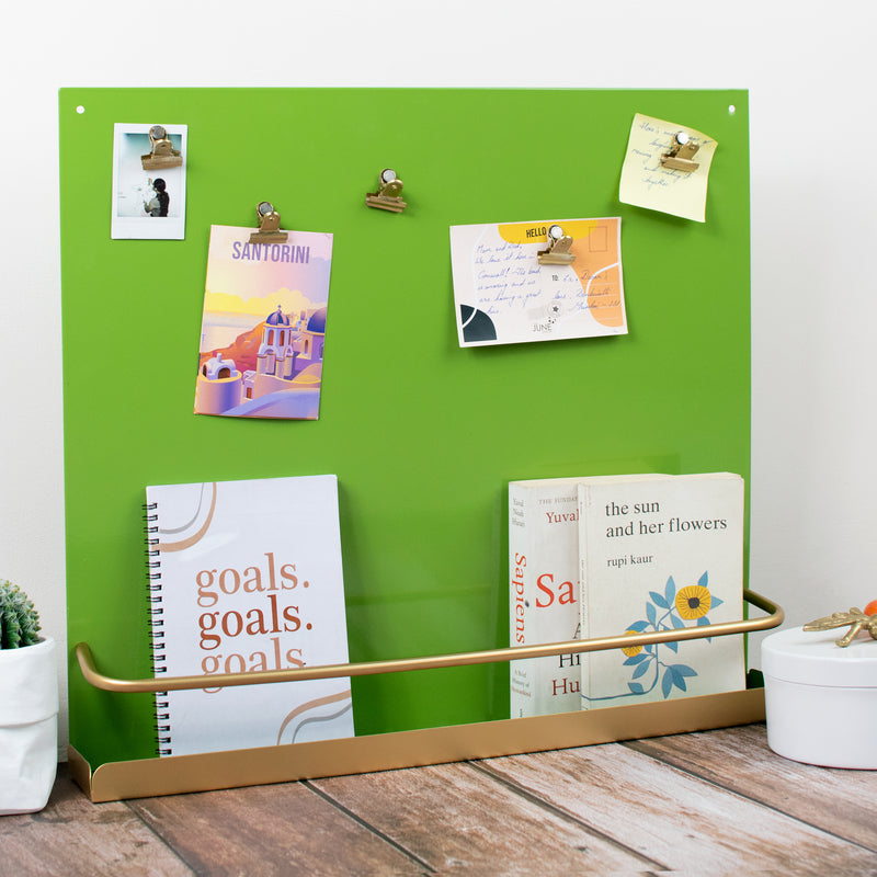 Lime Green Vision Board With Magnetic Clips and Shelf Vision Boards June Trading   