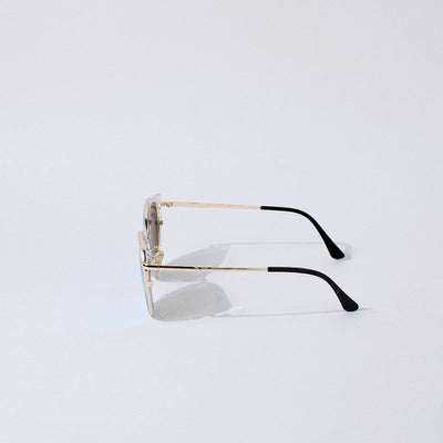 Poised Cat-Eye Clear Frame Mirror Sunglass Eyewear ERL   