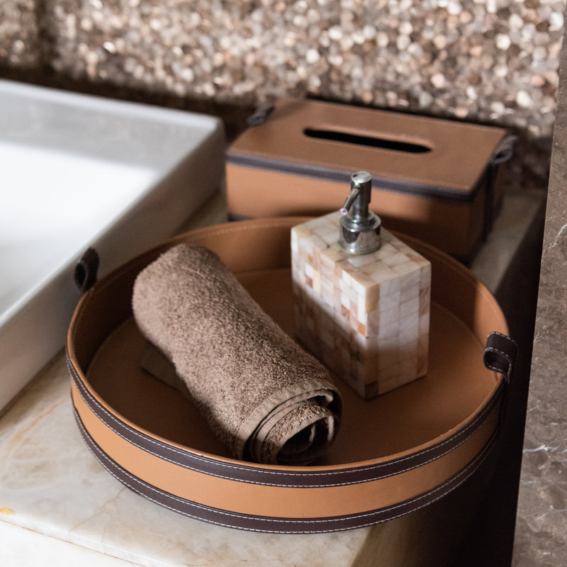 Caramel Brown Vegan Leather Storage Home Organizers