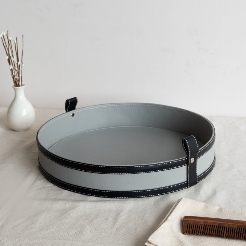 Stone Grey Vegan Leather Storage Home Organizers Desk Organisers June Trading Toiletries Tray  