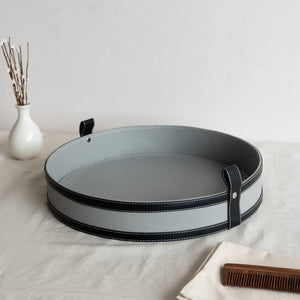 Stone Grey Vegan Leather Storage Home Organizers Desk Organisers June Trading Toiletries Tray  