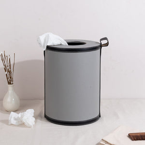 Stone Grey Vegan Leather Storage Home Organizers Desk Organisers June Trading Desk Trash Bin  