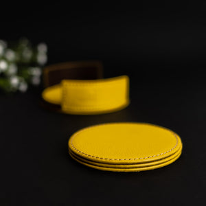 Set of 6 Leather Coasters With Holder Coasters June Trading   