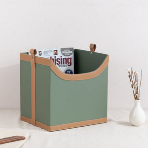 Elegant Emerald Vegan Leather Storage Home Organizers Desk Organisers June Trading Magazine Holder  
