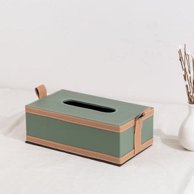 Elegant Emerald Vegan Leather Storage Home Organizers Desk Organisers June Trading Tissue Box  