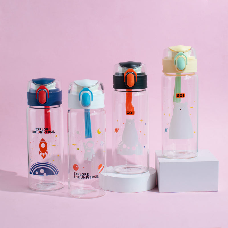 Into the Universe One-Click Lock Transparent Glass Water Bottle Bottles June Trading   