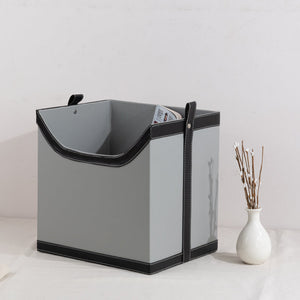 Stone Grey Vegan Leather Storage Home Organizers Desk Organisers June Trading Magazine Holder  