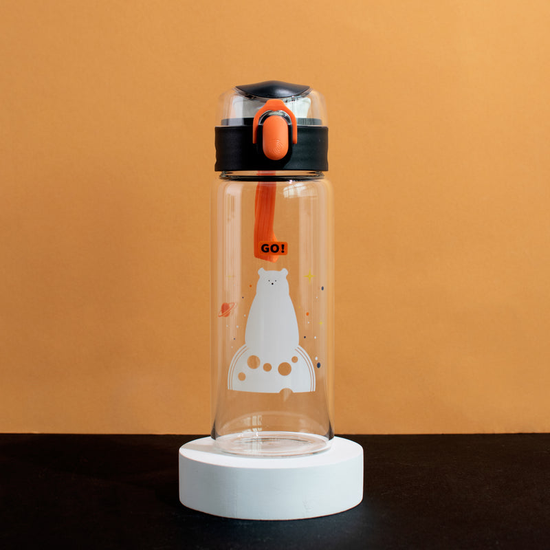 Into the Universe One-Click Lock Transparent Glass Water Bottle Bottles June Trading Raven Black  