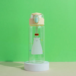 Into the Universe One-Click Lock Transparent Glass Water Bottle Bottles June Trading Latte Cream  