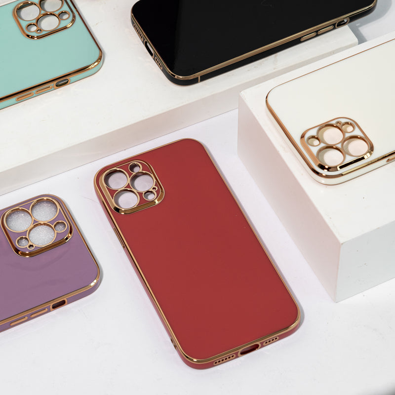 Apple iPhone 12 Golden Edge Solid Color Cover