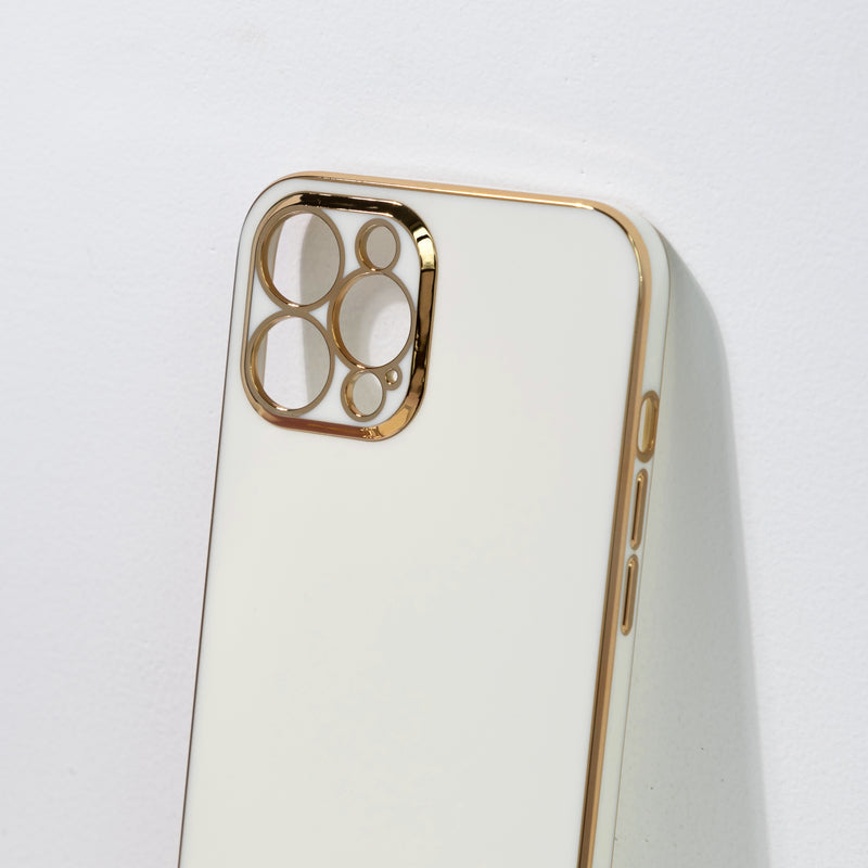 Apple iPhone 12 Pro Golden Edge Solid Color Cover iPhone 12 Pro June Trading Pearl White  