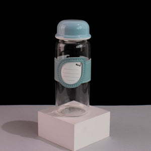 Sleeve With Note Transparent Glass Water Bottle Bottles June Trading Sea Blue  
