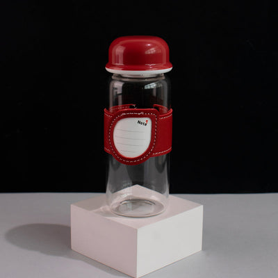 Sleeve With Note Transparent Glass Water Bottle Bottles June Trading Barn Red  